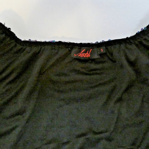 Sexy Prom Women Size 6 Mini Dress Multicolor Sequins Drop Shoulder Bodycon *Flaw - Picture 10 of 15